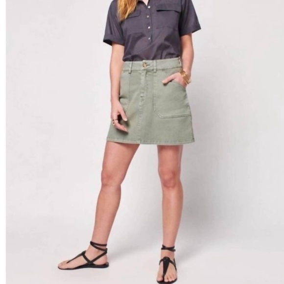 Faherty Utility Mini Skirt in Fatigue - Picture 3 of 13